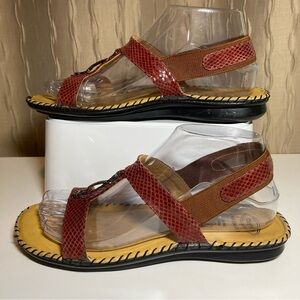 Scholl Massagio Women's 38 US 7.5 Brown Leather Anatonic Insole Backstrap Sandal